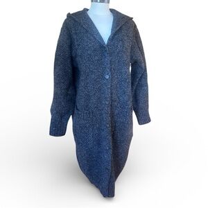 Icewear Icelandic Wool Long Sweater Hooded Cardigan Gray Duster L